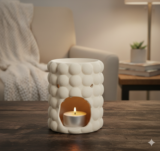 Cream Speckle Bubble Wax Warmer & Oil Burner