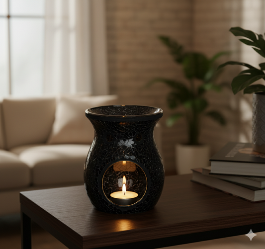 Large Black Crackle Wax Warmer & Oil Burner