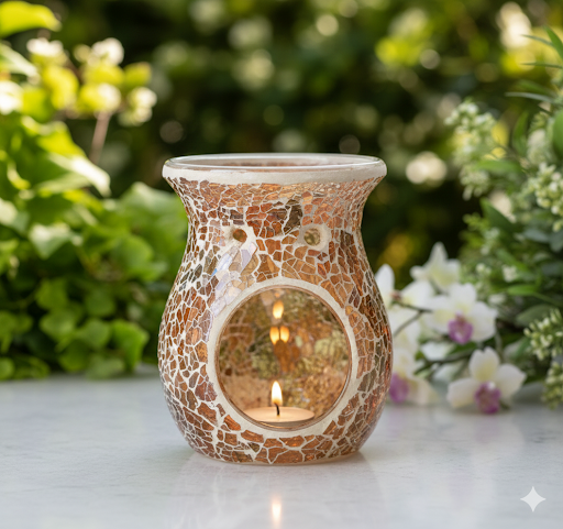 Large Mirrored Crackle Effect Wax Burner